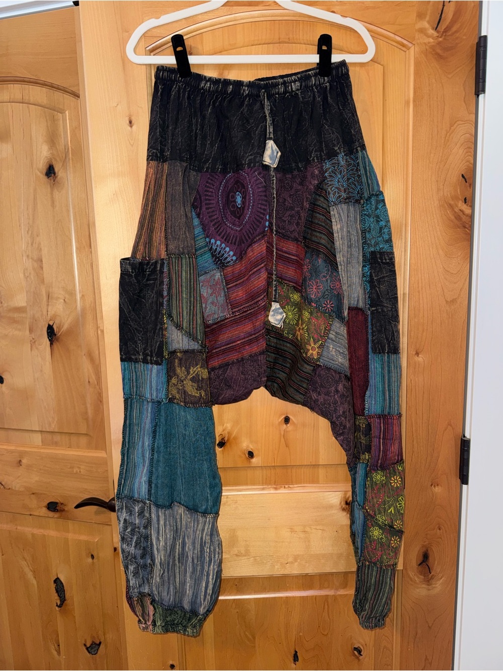 New Kathmandu Black Elastic Waist patchwork pants